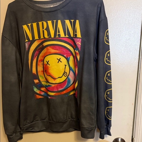 NIRVANA Black and Yellow Tie-Dye Men's Crewneck Sweater - Picture 1 of 1